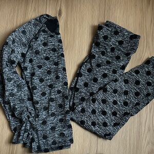 Hot Chillys Gray and Black Polka Dot under layer Set